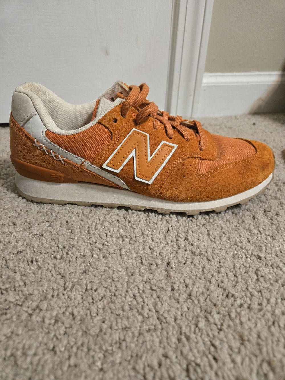 New Balance Women's Orange and Cream Suede Athletic Sneakers